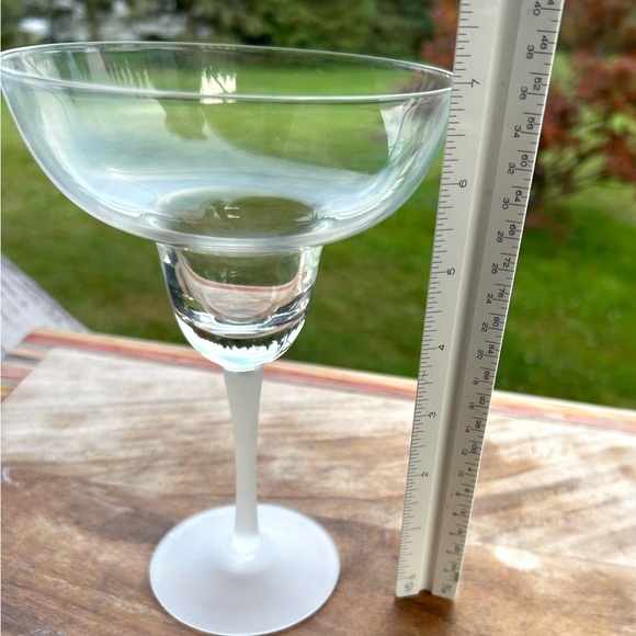 Glass Margarita Cocktail Glasses frosted stem set of 3 - Picture 3 of 10